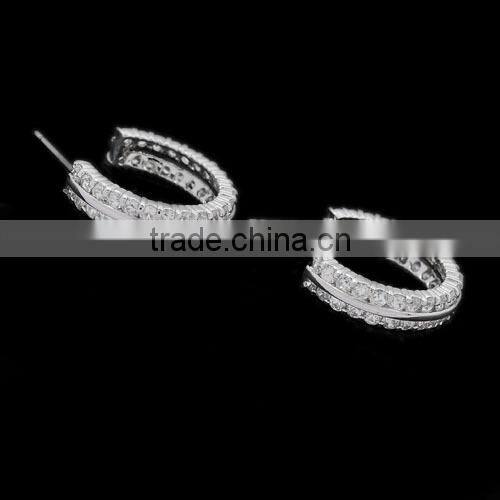 Alibaba Golden manufacturer CZ hoop earring leaf earring