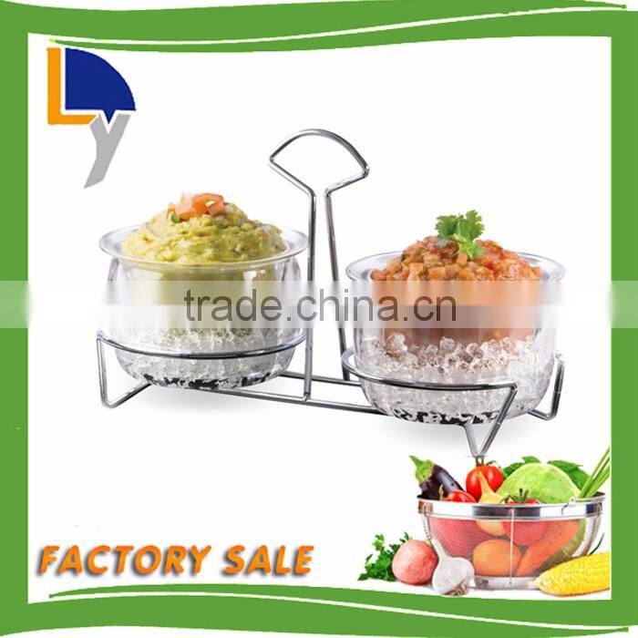 Acrylic chilled condiment container on ice snack serving tray