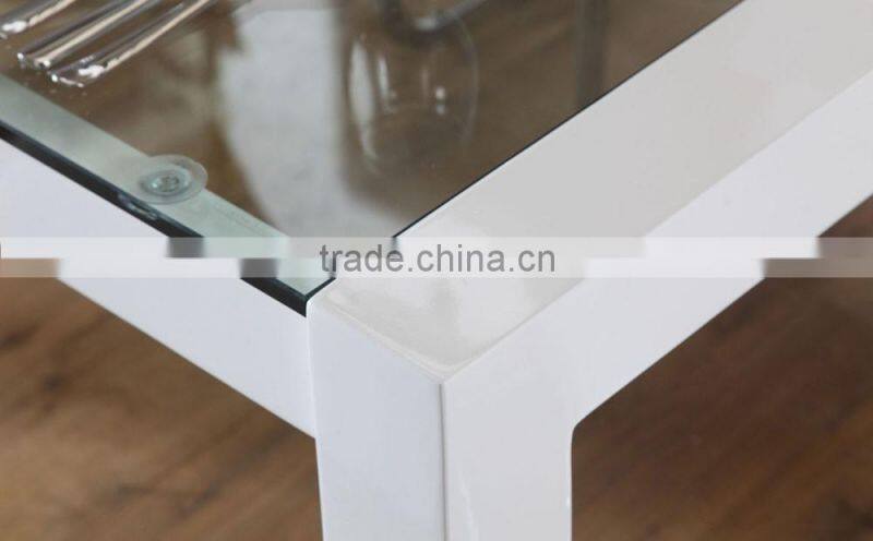 DT-2006 Modern Glass Top Wooden Frame Dining Table