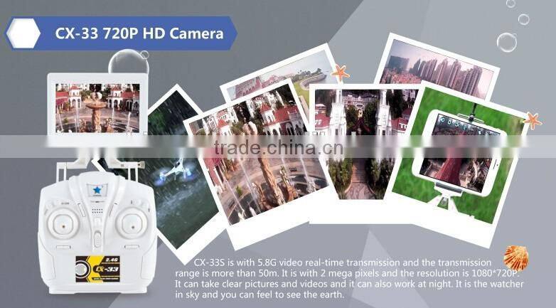 2016 new hot sale cheerson CX-33 2.4G 4CH 6-axis Media RC Quadcopter,RC Drone 720P HD Camera CX-33,CX-33C,CX-33W-TX,CX-33S