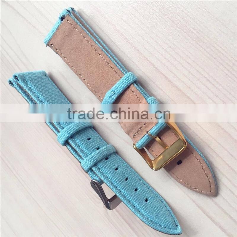 22mm Quick Release Canvas Leather Cuff Watch Band