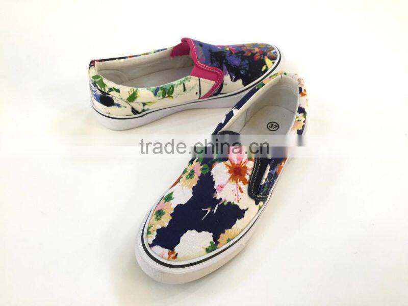 6 colorways slip on vulcanized women sneaker shoe low price china canvas women shoes 2016