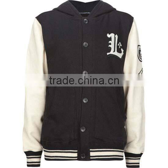 Hooded Varsity Jacket / Hooded Letterman Jacket / Hooded Baseball Jacket grey
