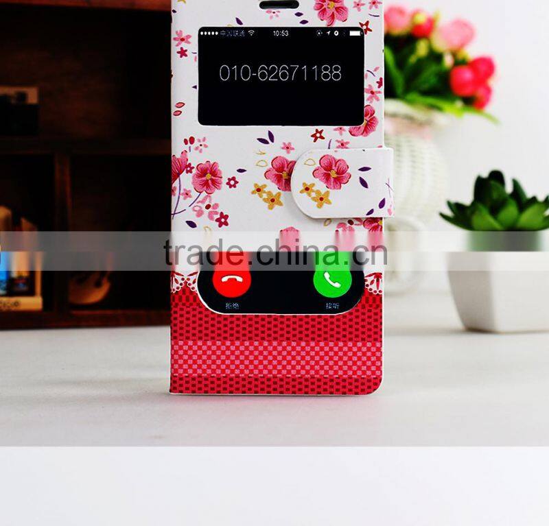 2015 high quality flower flip leather case cover for LG L20