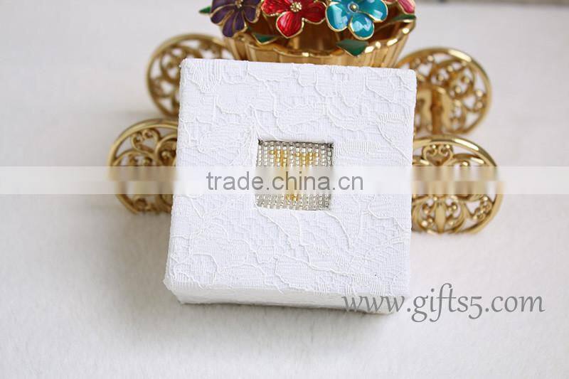 Elegant personalized wedding ring box for ceremony with beaded name plate of Y