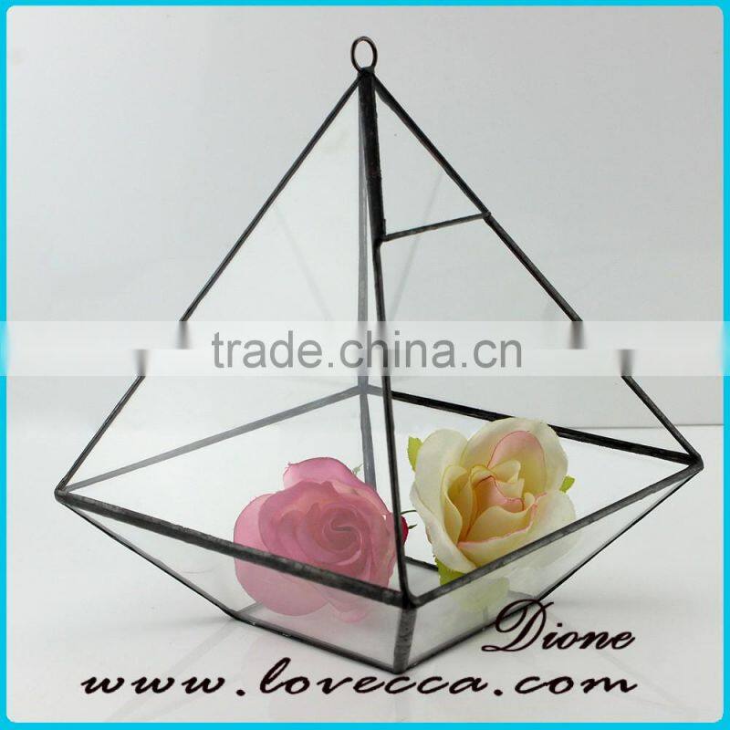 Hot selling wholesale indoor plant rose gold glass terrarium geometric