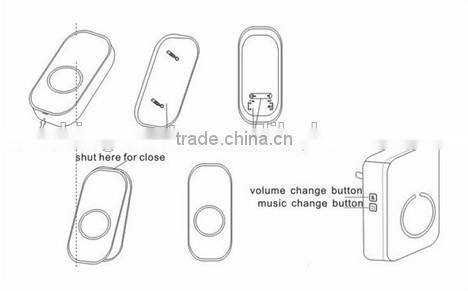 Hot sale 2016 Alibaba China supplier wireless doorbell door chime B5 series 52 melodies multi receivers solar power with LED