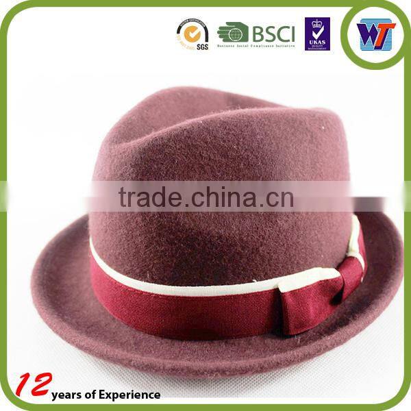Wide Brim Flat Top Black Wool Felt Cheap Fedora Hat Rack For Men