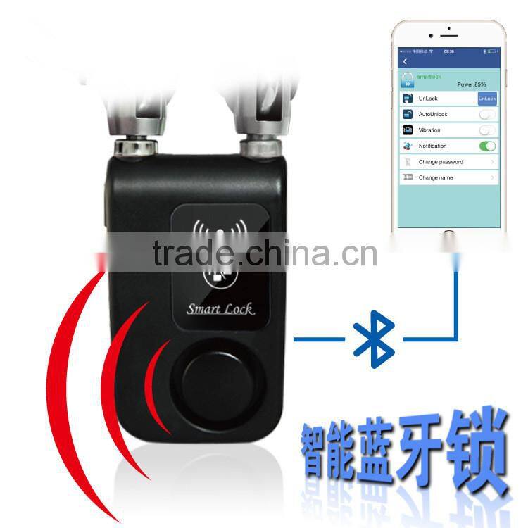 2016 newest bluetooth 4.0 version wireless bicycle , motorcycle anti theft smart alarm Chain lock remote IOS and android