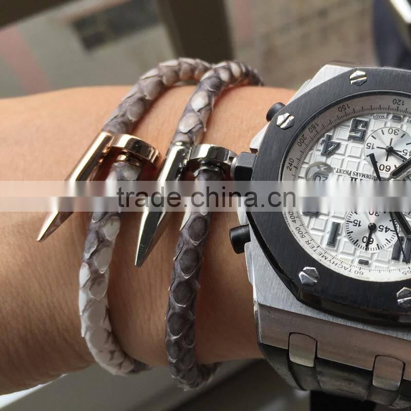 TOP QUALITY Stainless Steel python Nail Bracelet 18K gold Plated Women Jewelry Nail Screw Cuff Bangle