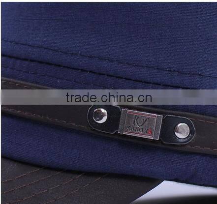 military captain caps in stock flat top adjustable army green leather fitted military uniform cap