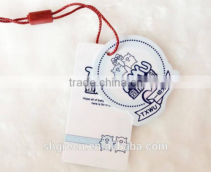 Pure white matte paper swing tag with safely pin