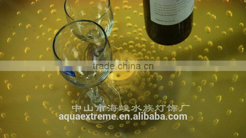 Beautiful battery driver Round Bar Table ,Fantastic LED light and water Bubble moving table