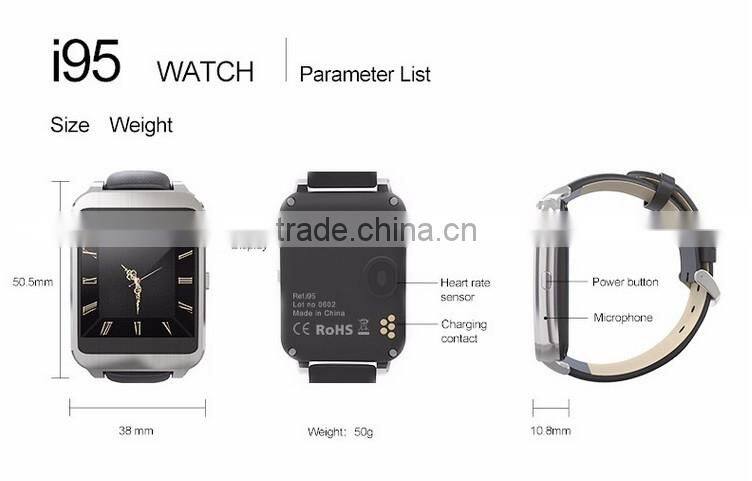 Latest style promotion high quality remote camera i95 smart watch, with 3G/WIFI revision android system