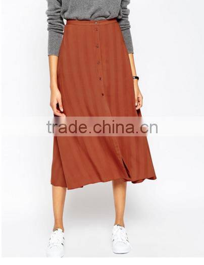 Guangzhou Garment factory Manufacturer High Waist button designer long skirts for women