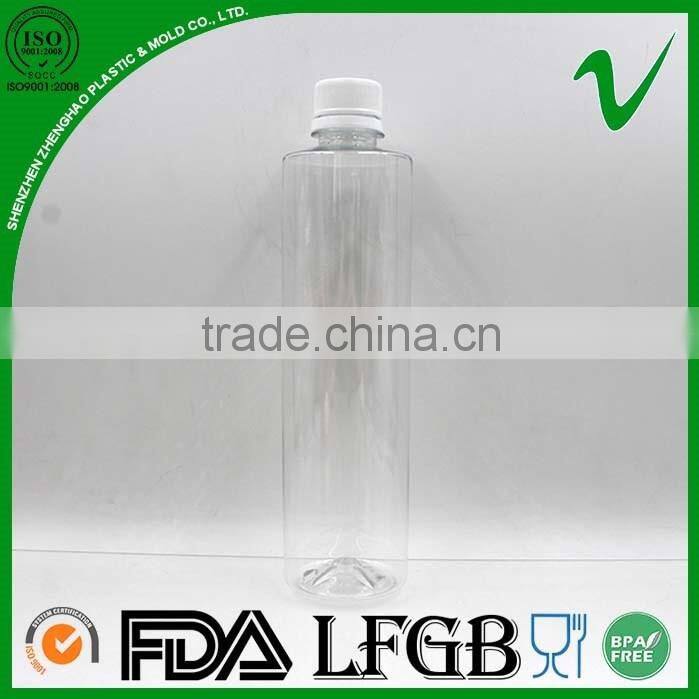 Hot sale cylinder voss shape plastic pet bottles 500ml with food grade