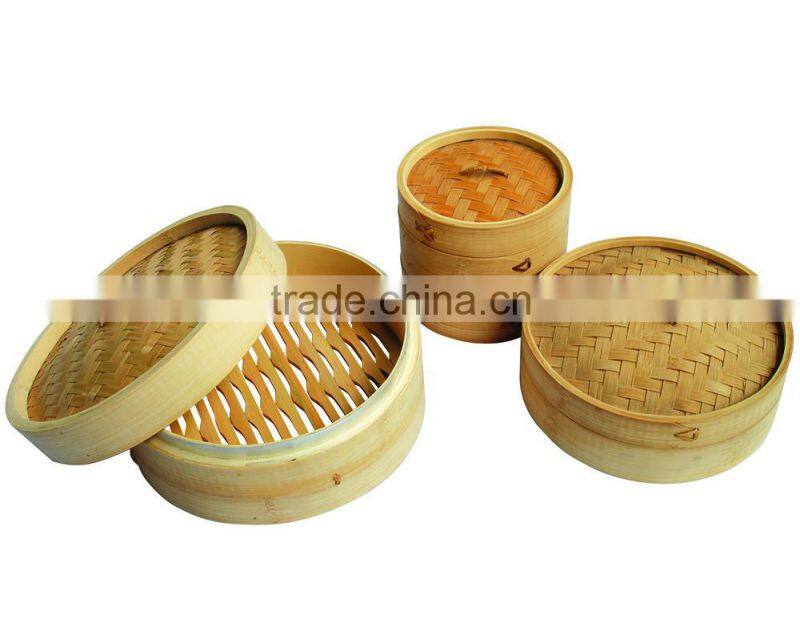 China tranditional mini round man made bamboo food steamer