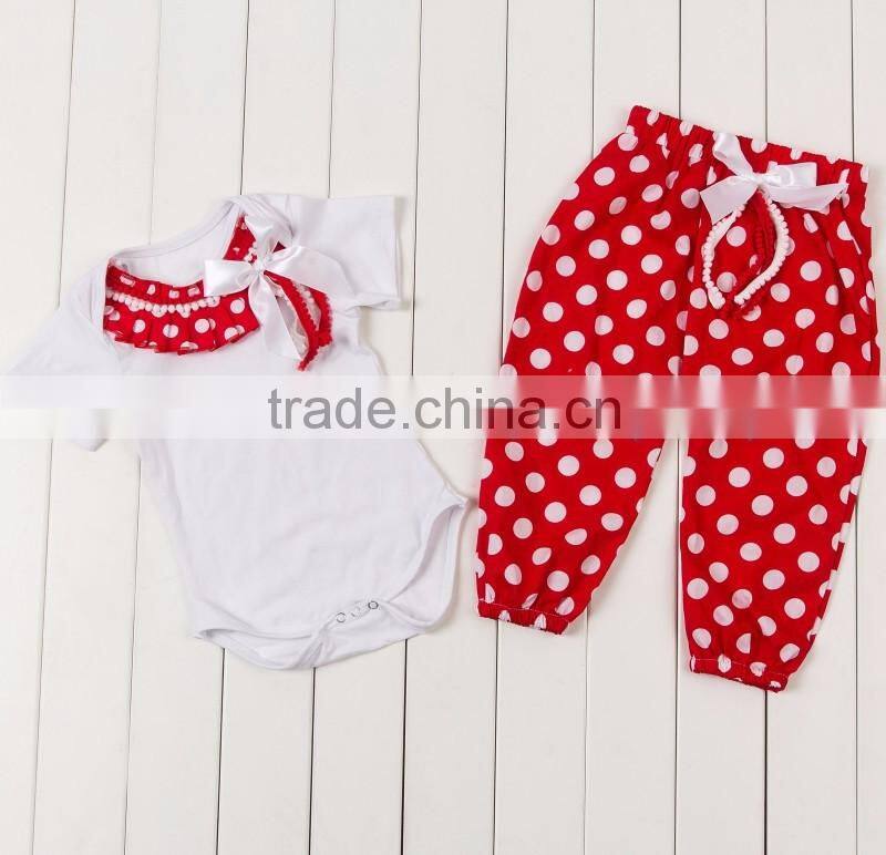 Super Cute Newborn Baby Girls Light Pink Short Sleeve Romper Matching Polka Dot Pants Summer Kids Cotton Pajamas Baby Romper Set