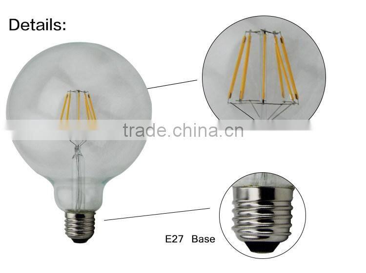 Super Bright Newest Design G125 Filament Bulb Led Dimmable Bulbs 4W 6W 8W 2700K 6000K LED filament lamp