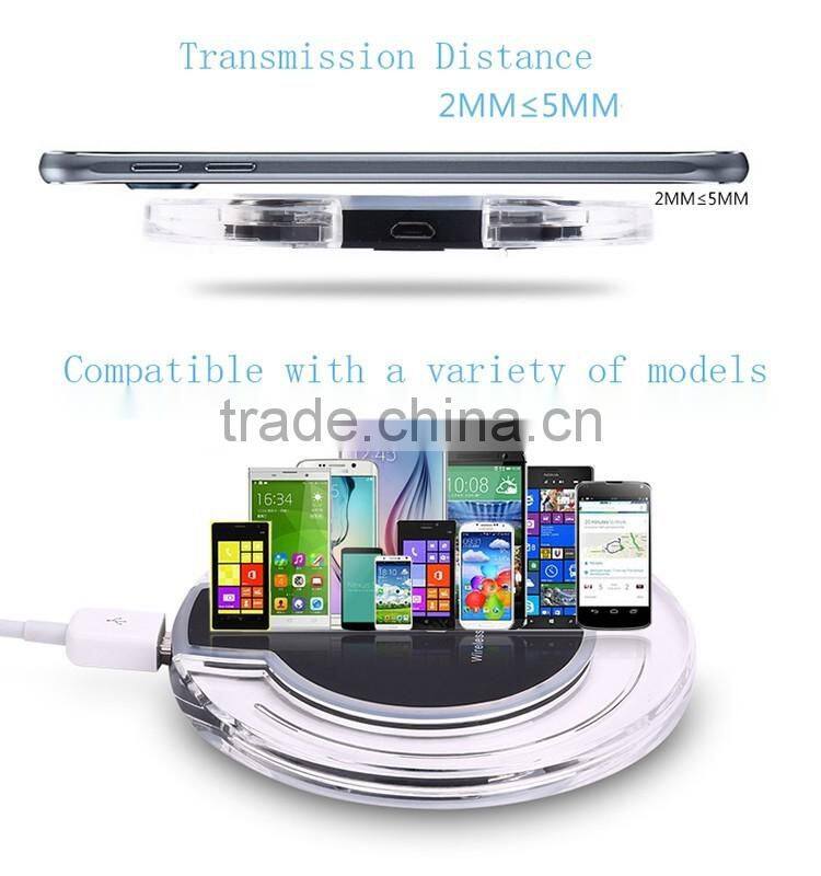 OEM ORDER WELCOME QI WIRELESS CHARGER PAD STAND QI WIRELESS CHARGER PAD WITH LCD LIGHT FOR GALAXY S7 EDGE TRANSMITTER