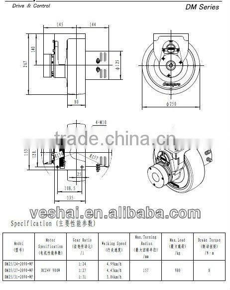 drive wheel motor assembly DW900W for stacker forklift