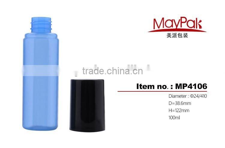 Hot sale Empty PET 100ml bottle, Blue empty cosmetic bottles