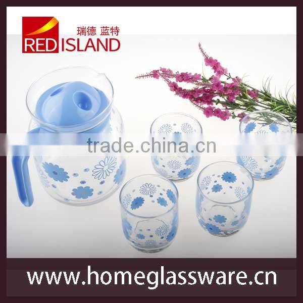 1.2L glass pitcher and 4pcs tumbler glass cup drinking set