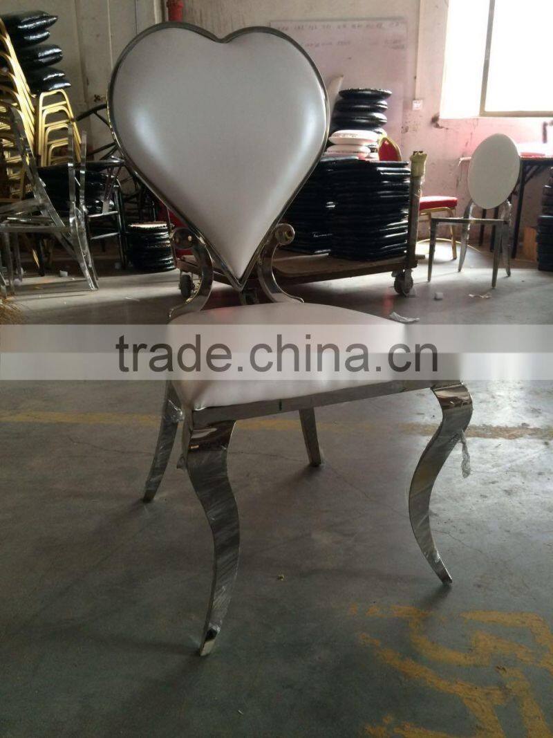 high quality stainless steel chair furniture with heart-shaped