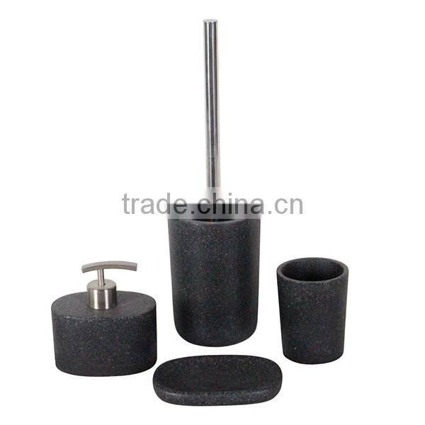 4 piece bath accessories resin and sandstone red and black bathroom set