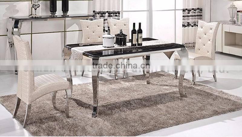 simple stainless steel 4 legs dining table set