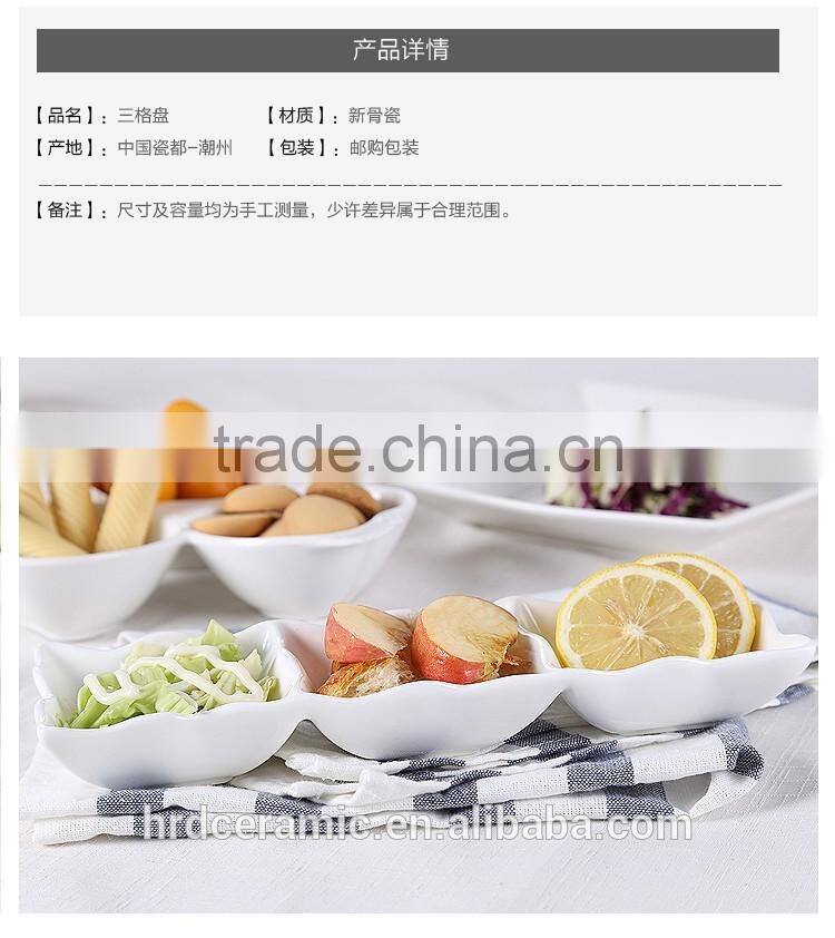 High quality 20.5*5cm white apple shaped ceramic dishes