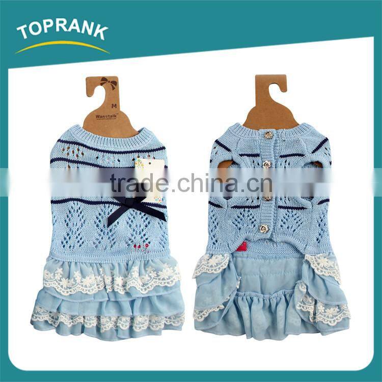 Fashion style knitted sweater blue lace dress lovable female pet accessories dog clothes