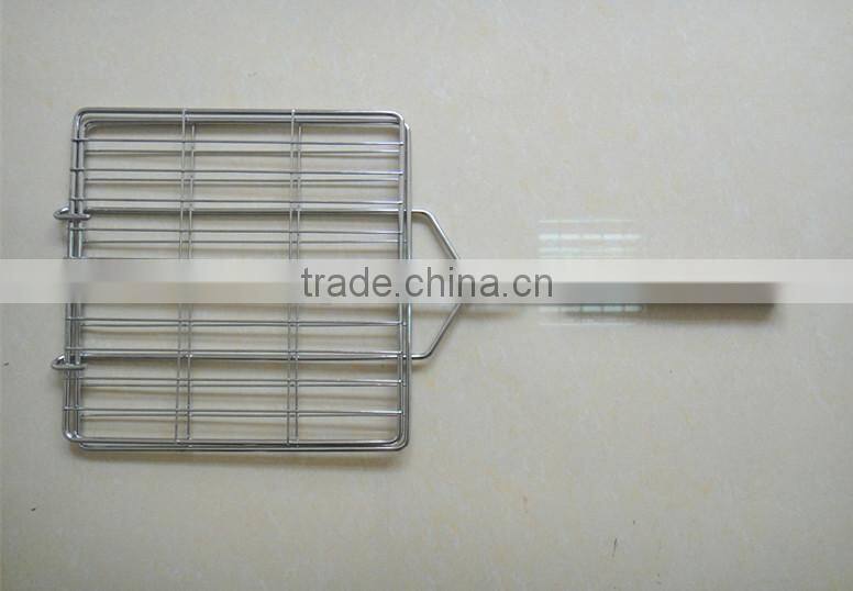 RH-BQ02 Outdoor BBQ Net Barbecue Mesh Handle Hand Grill Wire mesh