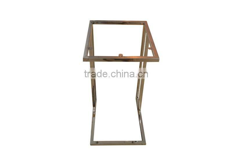 China supplier square polished metal stainless steel computer end table frame