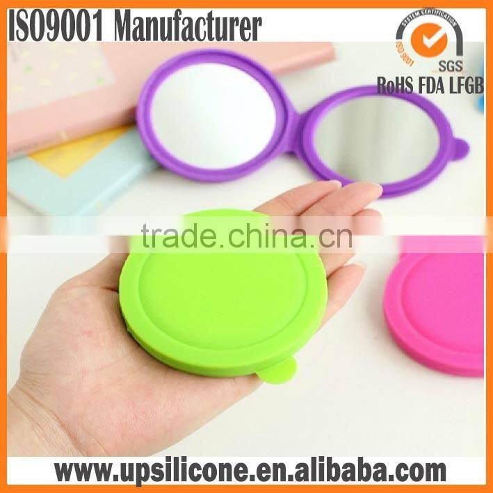 Folding travel mirror,silicone purse size travel cosmetic makeup pocket mirror