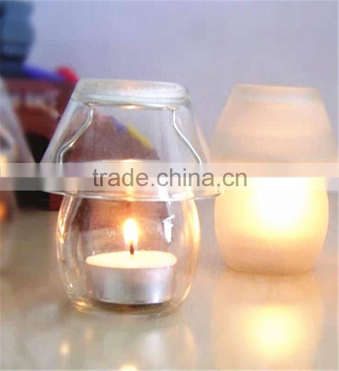 3oz frosted glass candle holder with Tea light