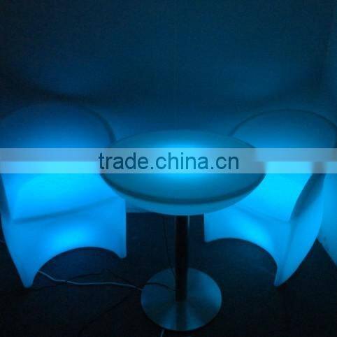 luxy hotel lounge led illuminated chair sets / RGB color adjustable PE material sofa and chair sets