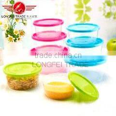 Colored Lid Round plastic container Box Sets