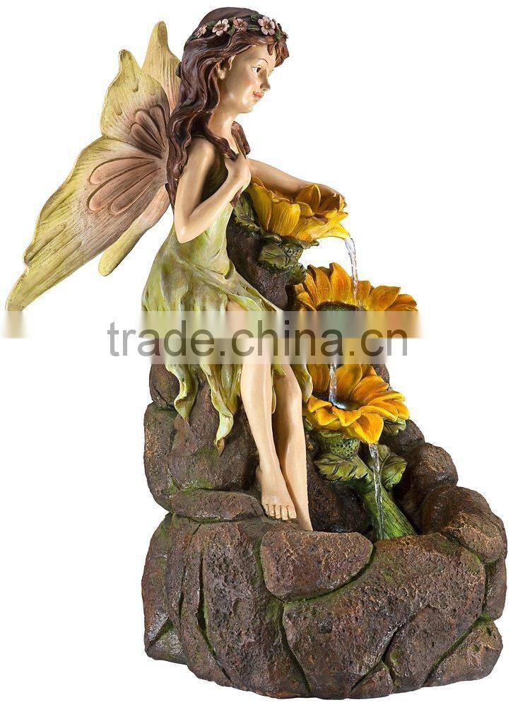 Garden Fairy with Sunflowers Handmade Fairy Garden Water Fountain