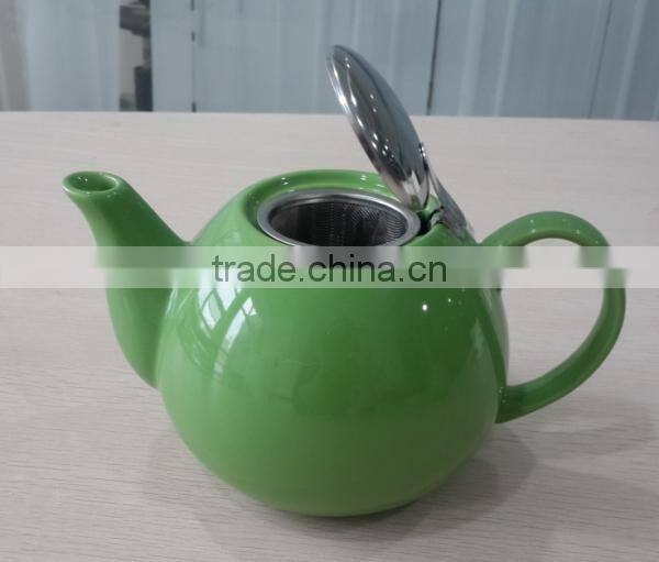 BTHJC-5 Ceramic green teapot with S/S lid and fliter