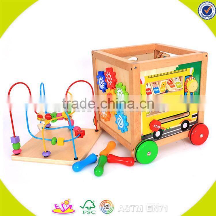Wholesale multifunctional wooden kids trailer best gift for kids wooden kids trailer top sale wooden push walker W16E041