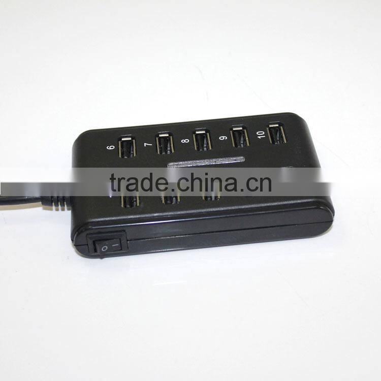 10 Ports High Performance USB 2.0 HUB with switch
