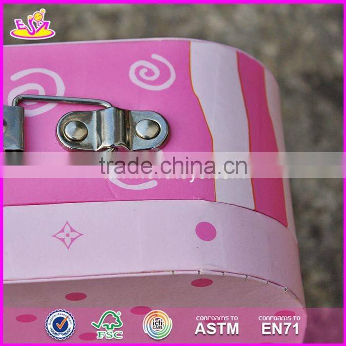 2017 Best sale lovely pink children wooden toy box for sale W08C171-S