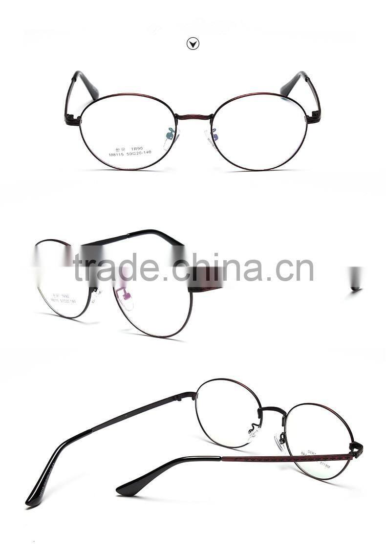 New 2016 vintage metal frame flat lens Korean glass frame for men and women can match myopia