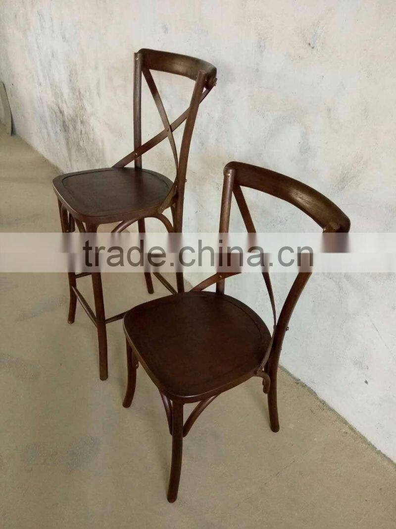 wooden cross back high back hotel chair banquet dining chairs
