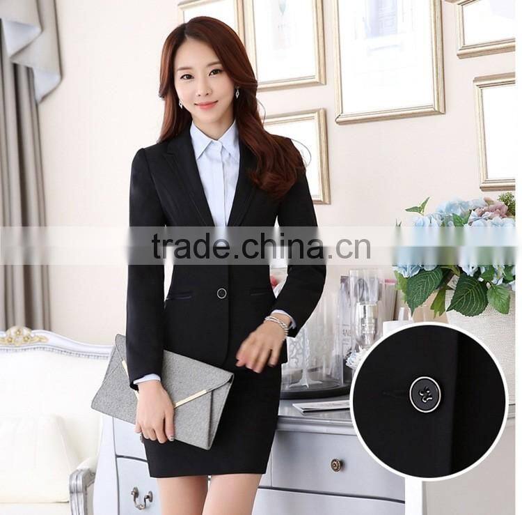 2016 ladies two pieces long sleeve blazer and skirt set women office business suit
