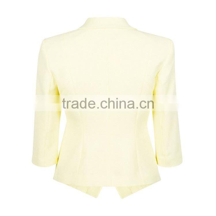 Newest design lady suit ,high qualiy business suit tuxedo for women ,3/4 sleeve suit fabric for wholesale