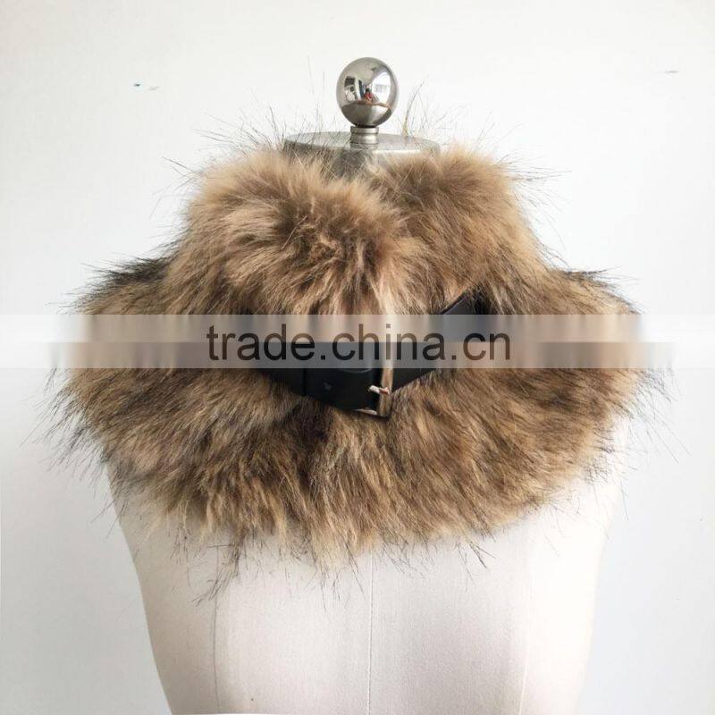 2016 new design European style with adjust leather buttons faux fur scarf woman collar