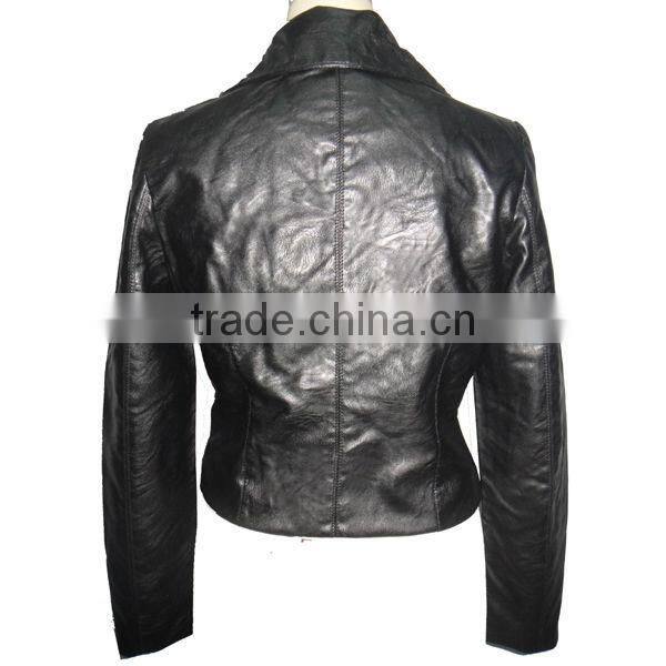 Side fly cheap leather jacket for women trendy leather jackets China manufacturer
