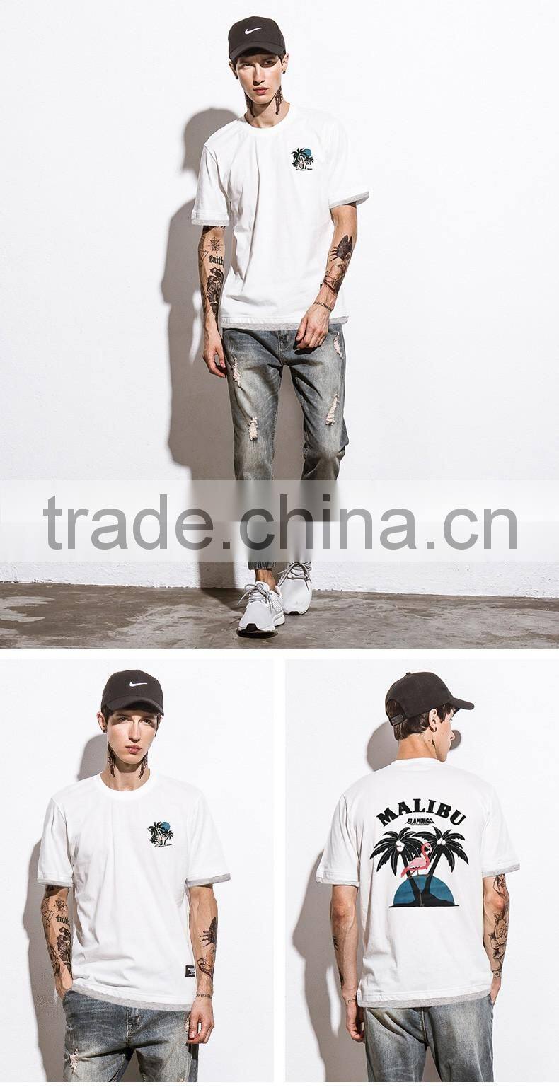 XX T312 Hot Sale Custom Printed Cotton White O-neck T-shirt Mens